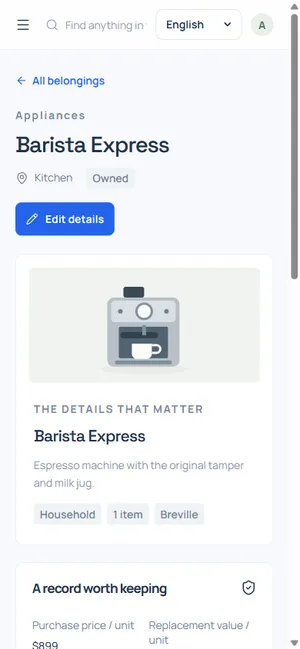 QBoxed mobile interface
